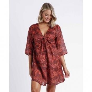 Adamas Vestido Sunset Palm Mujer Rojo Cobre