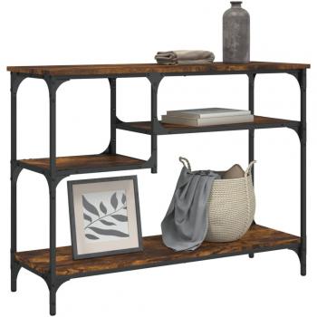 Console Table with Shelves Smoked Oak 100x35x75 cm Vidaxl