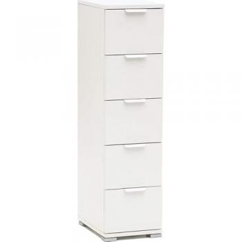 Defibrico - Cassettiera in legno nobilitato con 5 cassetti in varie tinte 27x38xH103 cm - White