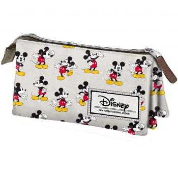 Mickey Mouse- Disney Classic Mickey Estuche portatodo Triple, Color Beige, 24 cm