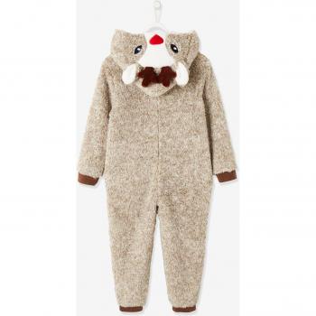 Plush Effect Reindeer Onesie for Boys – Beige, Age 2‑3