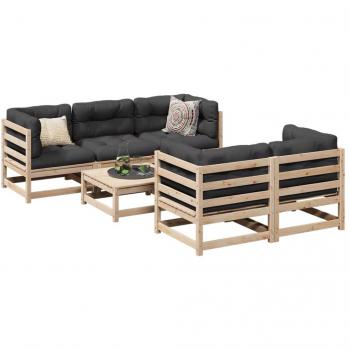 VidaXL 6 Piece Patio Sofa Set Solid Wood Pine