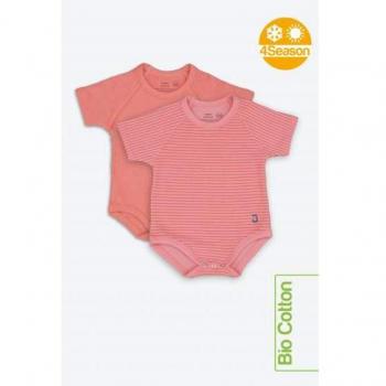 J-bimbi Body 0-36 Mesi Cotone Bio 4 Season Corallo 2 Pezzi