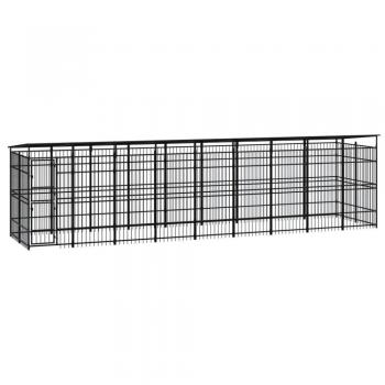 Vidaxl Chenil D'extérieur Avec Toit Pour Chiens Acier 16,59 M²