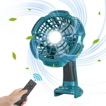 Ventilatore a terra senza fili Makita con luci LED e porta USB – Adatto alla batteria Li‑Ion Makita 14,4‑20 V