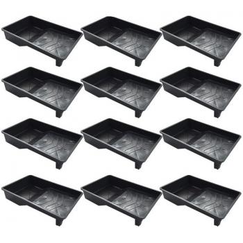 12-Piece 7-Inch Universal Paint Tool Brush Tray - Thickened Black