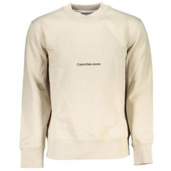 Beige Sweatshirt with Round Neck and Long Sleeves - Size S