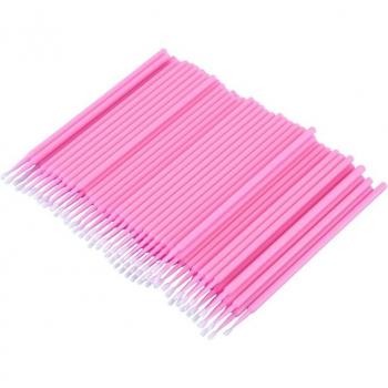 100 Pcs Pink Micro Brush Applicators, Medium Fine