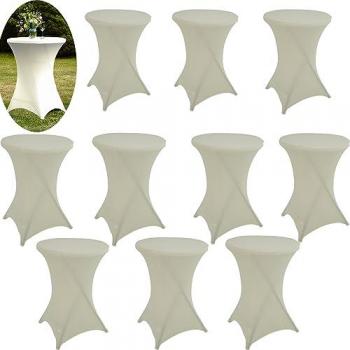 TRUTZHOLM Stretch Stehtischhusse 10er Set beige für Partytische 80cm