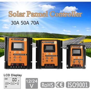 Regulador Solar PWM 30A/50A/70A 12V 24V para Baterías con LCD