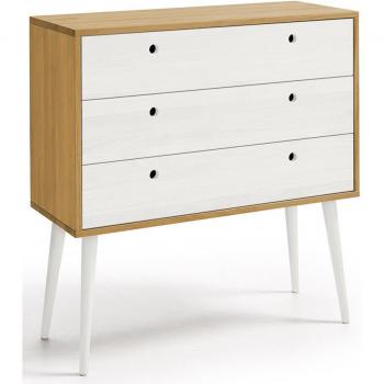 Cómoda Beni Encerada y Blanca de Madera 90x83x35 cm
