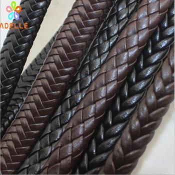 10m Coffee/Black 9/12mm Braid Faux Leather Cord for DIY Crafts