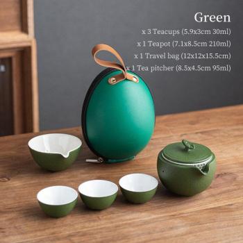 LUWU Orange Travel Tea Set with Teapot and 3 Cups