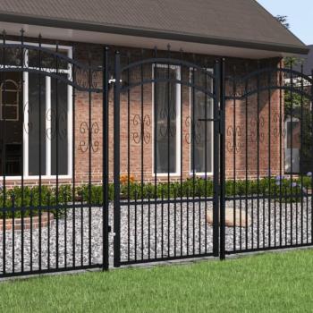 VidaXL Powder-coated Steel Fence Gate with Spear Top 103x200 cm