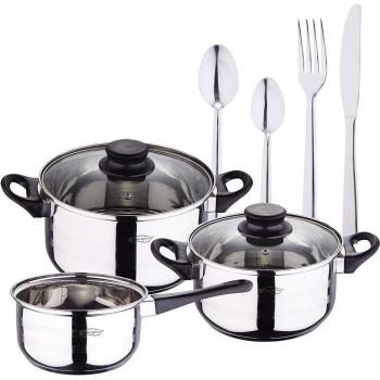 San Ignacio - Pack Batería de Cocina 5 Piezas + Set de Cubertería 24 Piezas