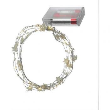 LED Drahtlichterkette mit Sternen und Perlen