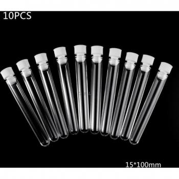 10Pcs Transparent Test Tubes with Screw Caps 16x100mm