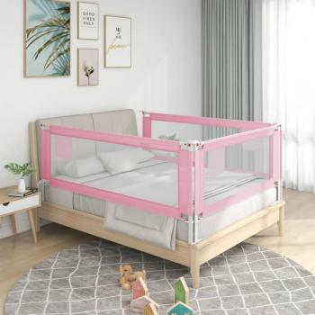 Barrière de sécurité pour lit d'enfant 200x25 cm en tissu rose