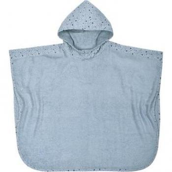 Poncho da bagno in cotone blu acciaio con cappuccio a forma di balena 60 x 75 cm