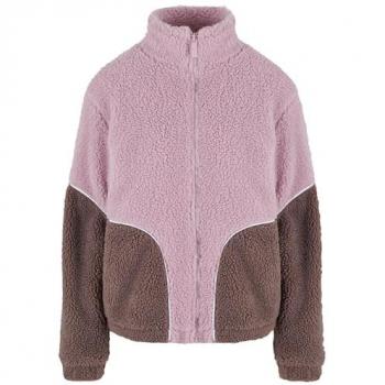 Karl Kani Sport Teddy Block Full Zip Sweatshirt Rose/Taupe for Women S
