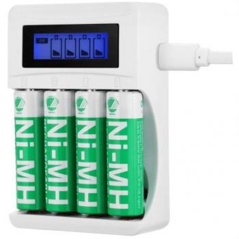 Deltaco Ni-Mh USB-laddare med 4 AA-batterier