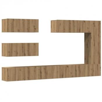 Marmitta TV da parete vitaXL 7 componenti Artisan in rovere