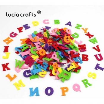 Lucia Crafts Random 100pcs Felt Alphabet and Number Set (0-9)
