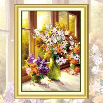 DIY Bänder Stickerei Hand & Kreuzstich Bausätze für Blumen C-0016