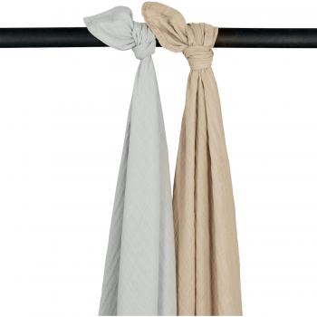 Meyco Lot 2 Pulls Mousselines Bébé Uni Gris/Sable