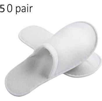 White Closed Toe Disposable Slippers for Spa and Hotel