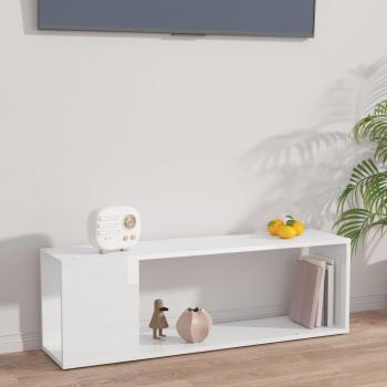 VidaXL Mueble de TV Madera Contrachapada Blanco Brillo 32x100x24 cm