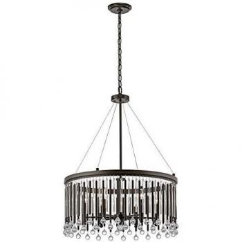 Modernique 6 Light Round Ceiling Chandelier Pendant Light in Espresso with E14 Socket