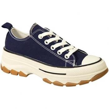 IVACHY Navy Canvas Wedge Sneakers – Size 7.5