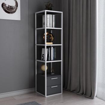Robins 4-Tier Bookcase Multifunctional Shelving Unit with Metal Frame - White and Grey