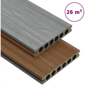 Terrasse WPC brun/gris 26 m² avec accessoires inclus