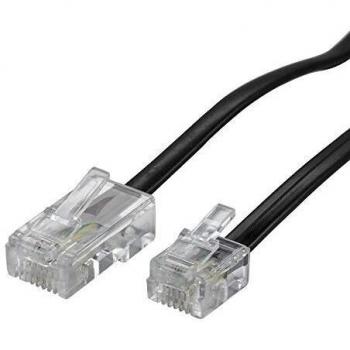 Ecabo 10108 15m Modularkabel – RJ11 auf RJ45 – 4adrig – Flachkabel für ISDN Telefon – schwarz