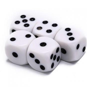White Round Corner Hexahedron Dice Set - 5 Pcs, 10mm/16mm Acrylic for Drinking Games