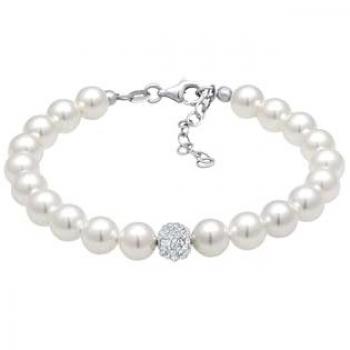 Bracciale in Argento Sterling 925 con Perle Sintetiche e Cristalli per Donna