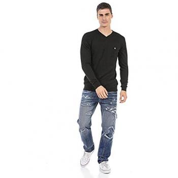 V-Ausschnitt Casual Pullover CIPO & BAXX (Größe S, anthrazit)