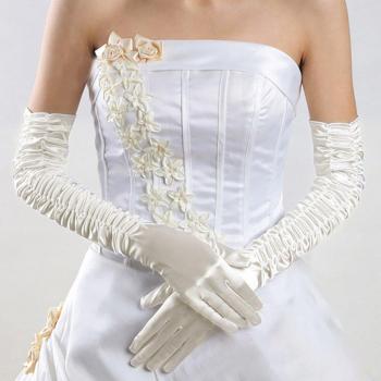HONGFUYU Elegant Bridal Gloves - Beige, White, Black, Red