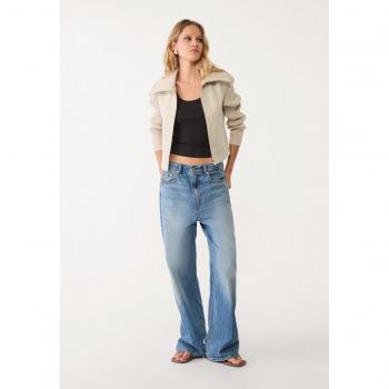Soft-Contrast Knitted Outerwear, Ecru, Size L