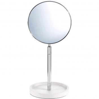 Decor Walther Stone KSA Standkosmetikspiegel, Chrom weiß 1-fache Vergrößerung H 40cm Ø 18cm mit Ablage 4-fache Vergrößerung + 1-fache Vergrößerung