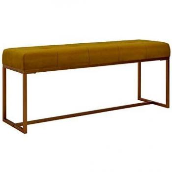Beistellbank Garderobenbank Schlafzimmer Wohnzimmer 120cm Senfgelb Samt Eisenrahmen