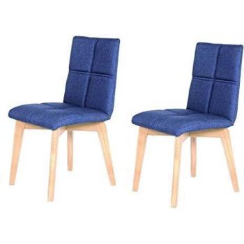 Ensemble de 2 Chaises Tissu Bleu Jean - Lea