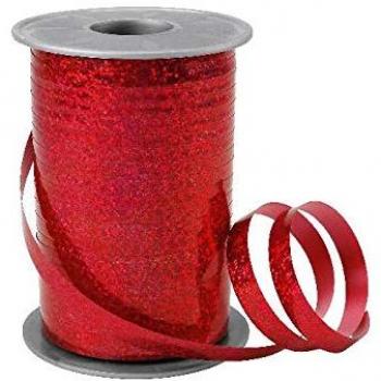 Präsent Geschenkband HOLLY Holographisch Rot 10 mm × 200 m
