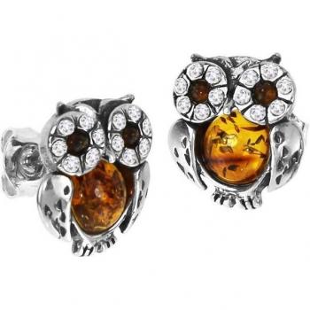 OSTSEE-SCHMUCK Eulen Ohrringe - Silber 925 - Bernstein & Schmuckstein
