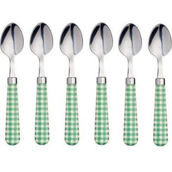 KitchenCraft Coloured Gingham-Patterned Stainless Steel Teaspoons, 15.5 cm