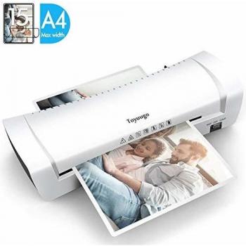 Toyuugo Portable Laminator Machine for A4 Paper, with Hot and Cold Settings and Fast Warm-Up Button (includes 15 pouches)