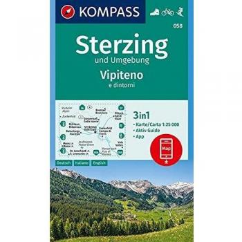 Carta escursionistica n. 058. Vipiteno e dintorni 1:25.000. Ediz. italiana, tedesca e inglese
