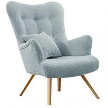 Sillón Clovis Turquesa Tapizado Madera 76×100×90 cm